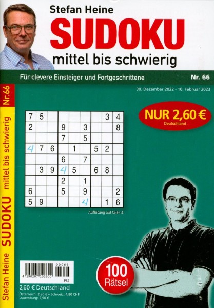 Sudoku mittel bis schwierig 66/2022