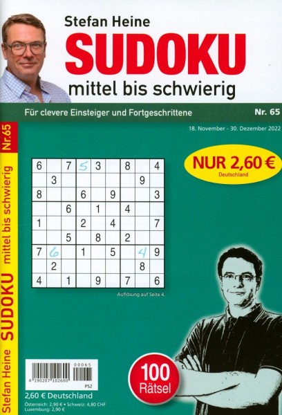 Sudoku mittel bis schwierig 65/2022