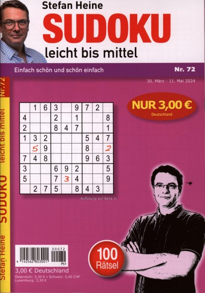Sudoku leicht bis mittel 72/2024