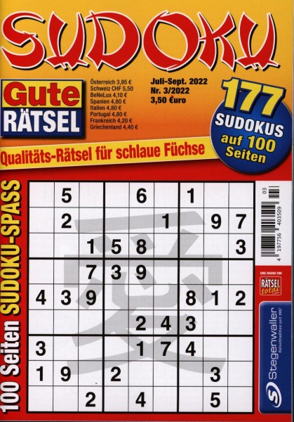 Gute Rätsel Sudoku Extra 3/2022