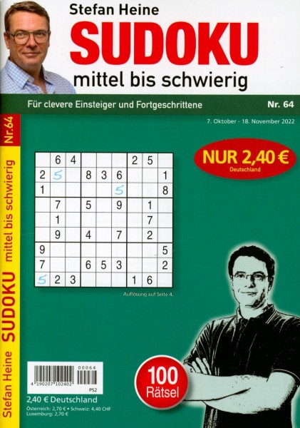 Sudoku mittel bis schwierig 64/2022