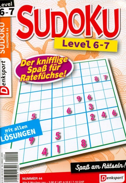 Denksport Sudoku Level 6-7 44/2022