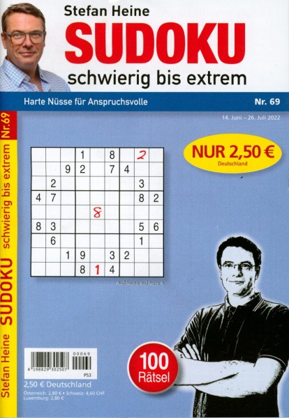 Sudoku schwierig bis extrem 69/2022